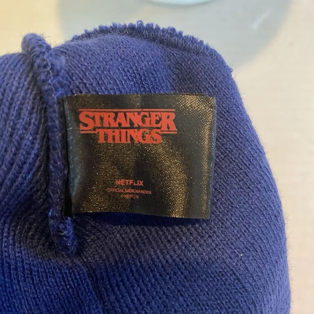 Netflix Loungefly Stranger Things Blue Knit Beanie Hat Pom-pom OSFM EUC